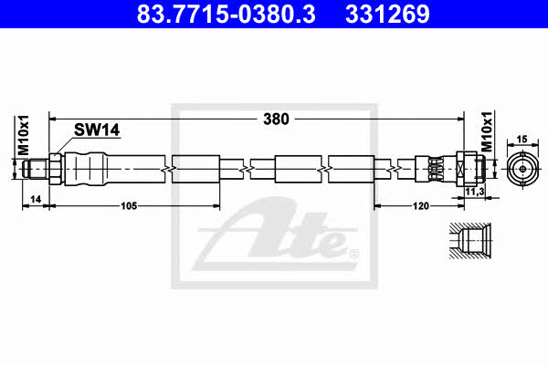 Ate 83.7715-0380.3 Brake Hose 83771503803: Buy near me in Poland at 2407.PL - Good price!