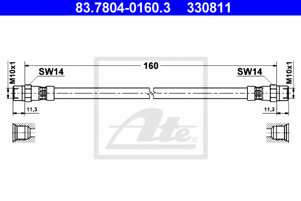 Ate 83.7804-0160.3 Brake Hose 83780401603: Buy near me in Poland at 2407.PL - Good price!