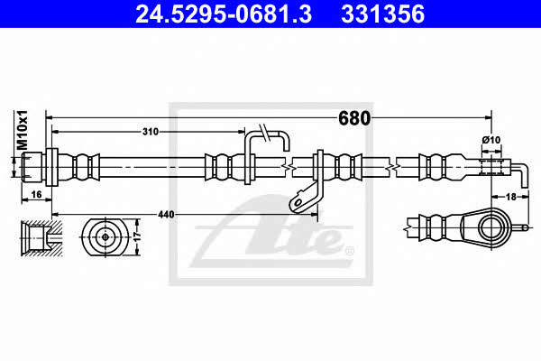 Ate 24.5295-0681.3 Гальмівний шланг 24529506813: Приваблива ціна - Купити у Польщі на 2407.PL!