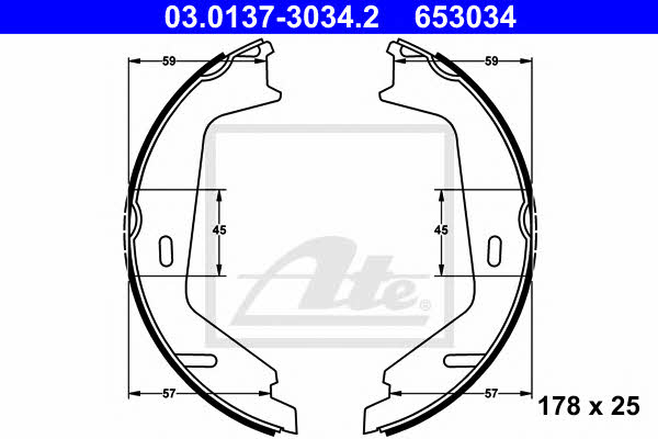 Ate 03.0137-3034.2 Parking brake shoes 03013730342: Buy near me at 2407.PL in Poland at an Affordable price!