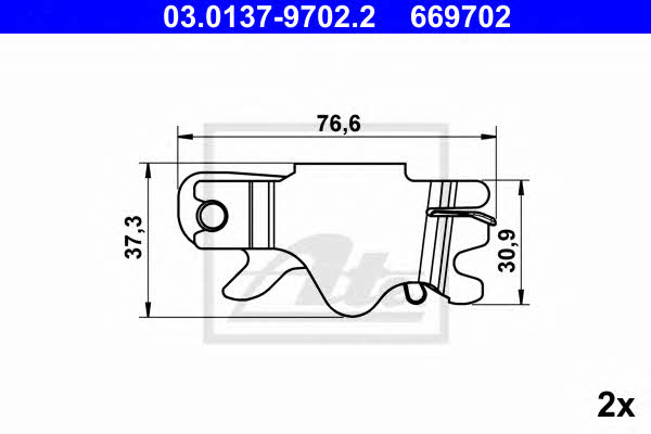 Ate 03.0137-9702.2 Parking brake pad lever 03013797022: Buy near me at 2407.PL in Poland at an Affordable price!