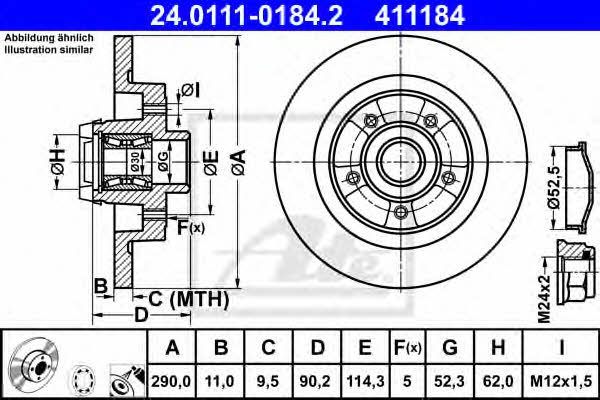 Ate 24.0111-0184.2 Тормозной диск задний невентилируемый 24011101842: Отличная цена - Купить в Польше на 2407.PL!