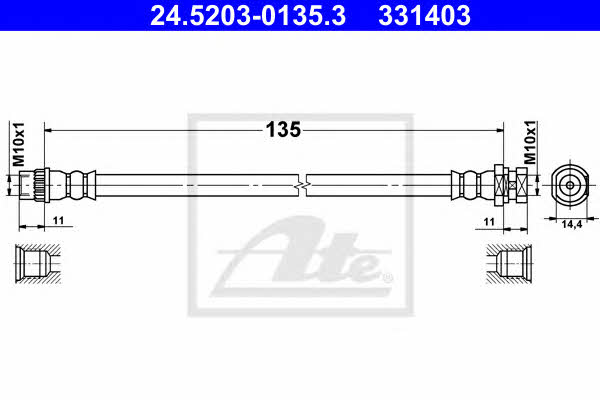 Ate 24.5203-0135.3 Brake Hose 24520301353: Buy near me in Poland at 2407.PL - Good price!