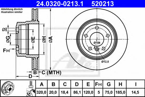 Ate 24.0320-0213.1 Rear ventilated brake disc 24032002131: Buy near me in Poland at 2407.PL - Good price!