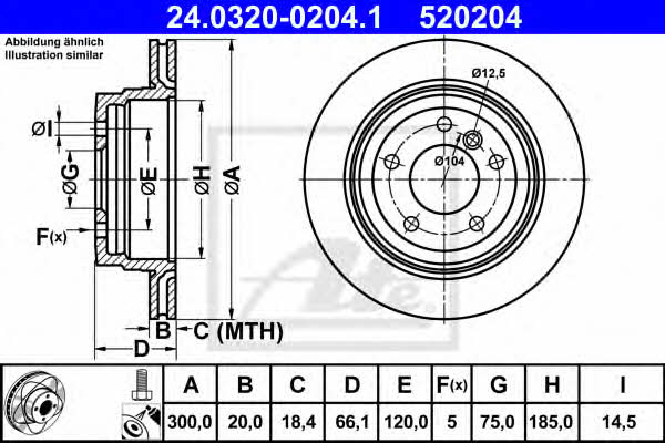 Ate 24.0320-0204.1 Rear ventilated brake disc 24032002041: Buy near me in Poland at 2407.PL - Good price!