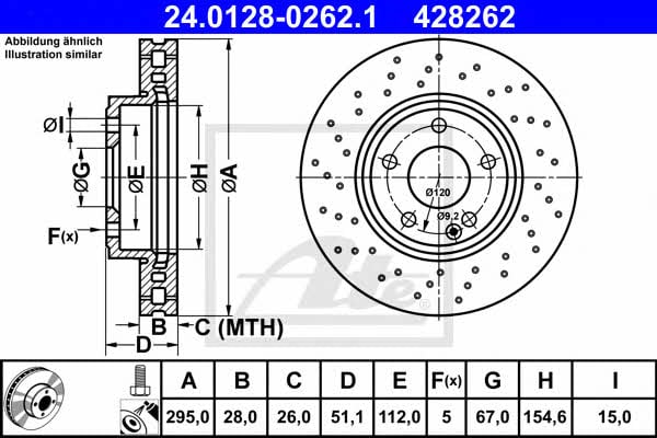 Ate 24.0128-0262.1 Тормозной диск передний вентилируемый 24012802621: Отличная цена - Купить в Польше на 2407.PL!