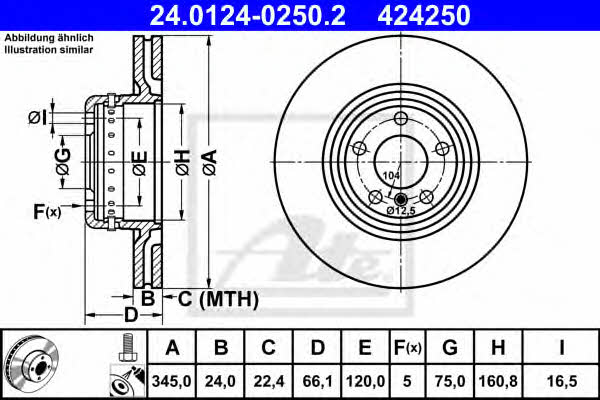 Ate 24.0124-0250.2 Тормозной диск задний вентилируемый 24012402502: Отличная цена - Купить в Польше на 2407.PL!