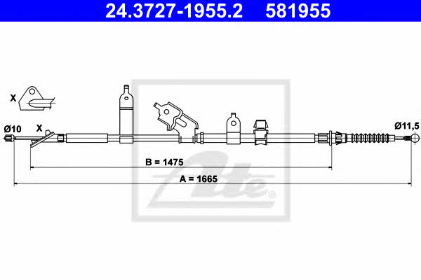 Ate 24.3727-1955.2 Parking brake cable, right 24372719552: Buy near me in Poland at 2407.PL - Good price!