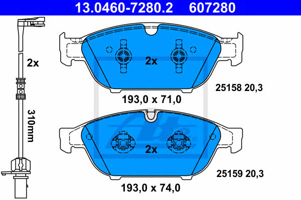 Ate 13.0460-7280.2 Brake Pad Set, disc brake 13046072802: Buy near me in Poland at 2407.PL - Good price!