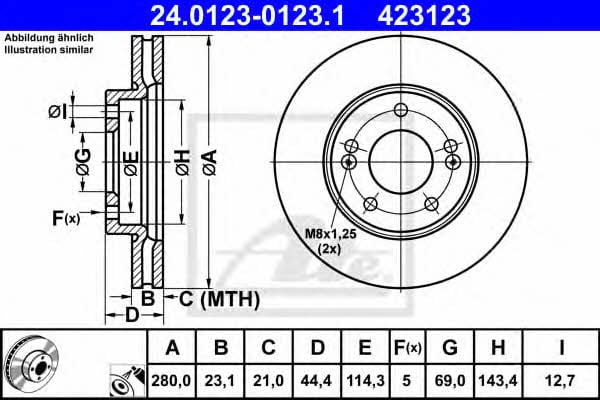 Ate 24.0123-0123.1 Тормозной диск передний вентилируемый 24012301231: Отличная цена - Купить в Польше на 2407.PL!