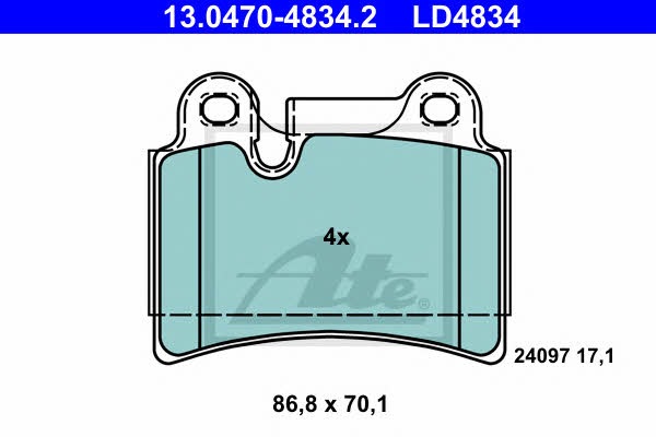 Ate 13.0470-4834.2 Тормозные колодки дисковые ATE CERAMIC, комплект 13047048342: Отличная цена - Купить в Польше на 2407.PL!