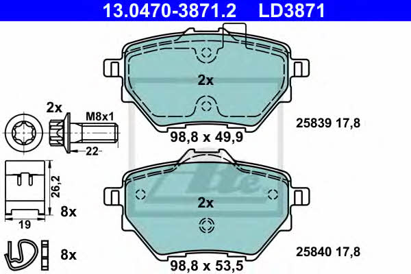 Ate 13.0470-3871.2 ATE CERAMIC disc brake pads, set 13047038712: Buy near me in Poland at 2407.PL - Good price!