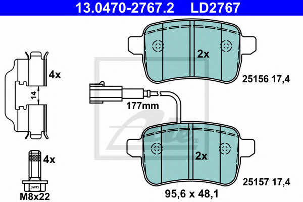 Ate 13.0470-2767.2 ATE CERAMIC disc brake pads, set 13047027672: Buy near me in Poland at 2407.PL - Good price!