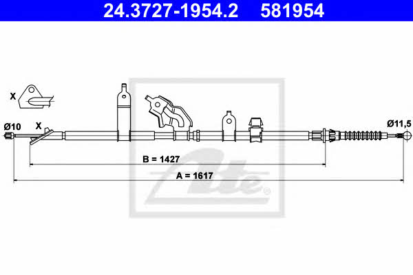 Ate 24.3727-1954.2 Parking brake cable left 24372719542: Buy near me in Poland at 2407.PL - Good price!