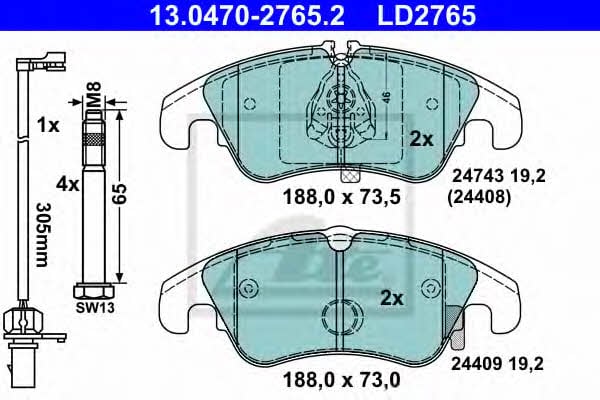 Ate ATE CERAMIC disc brake pads, set – price 438 PLN