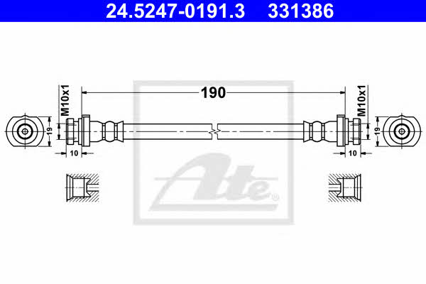 Ate 24.5247-0191.3 Brake Hose 24524701913: Buy near me in Poland at 2407.PL - Good price!