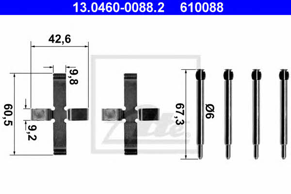Ate 13.0460-0088.2 Mounting kit brake pads 13046000882: Buy near me in Poland at 2407.PL - Good price!