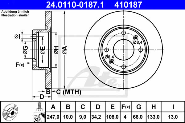 Ate Unventilated front brake disc – price 93 PLN