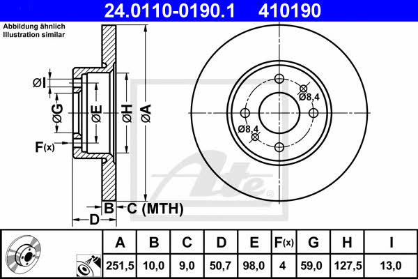 Ate Rear brake disc, non-ventilated – price 106 PLN