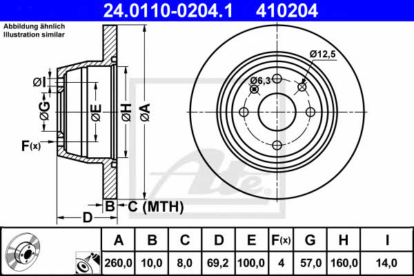 Ate Rear brake disc, non-ventilated – price 137 PLN