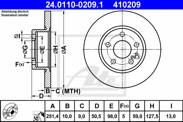 Ate Rear brake disc, non-ventilated – price 128 PLN