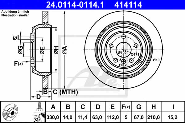 Ate 24.0114-0114.1 Тормозной диск задний невентилируемый 24011401141: Отличная цена - Купить в Польше на 2407.PL!