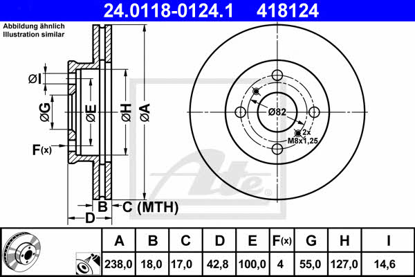 Ate 24.0118-0124.1 Тормозной диск передний вентилируемый 24011801241: Отличная цена - Купить в Польше на 2407.PL!