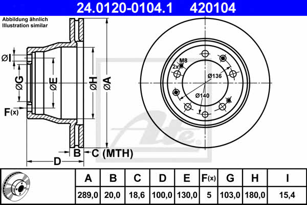 Ate 24.0120-0104.1 Rear ventilated brake disc 24012001041: Buy near me in Poland at 2407.PL - Good price!