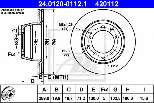 Ate 24.0120-0112.1 Rear ventilated brake disc 24012001121: Buy near me in Poland at 2407.PL - Good price!