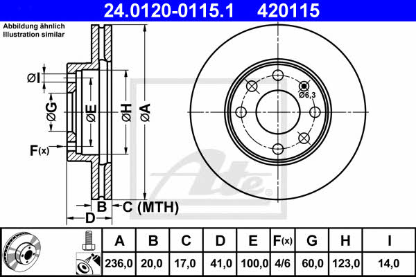 Ate 24.0120-0115.1 Тормозной диск передний вентилируемый 24012001151: Отличная цена - Купить в Польше на 2407.PL!