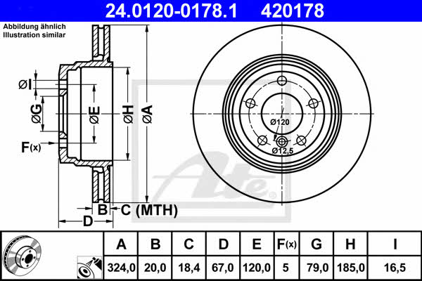Ate 24.0120-0178.1 Тормозной диск задний вентилируемый 24012001781: Отличная цена - Купить в Польше на 2407.PL!