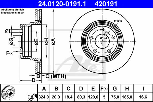 Ate 24.0120-0191.1 Тормозной диск задний вентилируемый 24012001911: Отличная цена - Купить в Польше на 2407.PL!