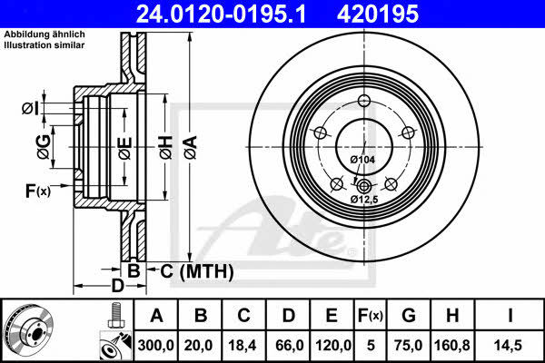 Ate 24.0120-0195.1 Rear ventilated brake disc 24012001951: Buy near me in Poland at 2407.PL - Good price!