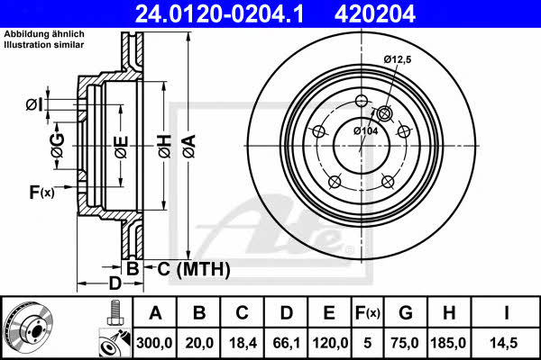 Ate 24.0120-0204.1 Rear ventilated brake disc 24012002041: Buy near me in Poland at 2407.PL - Good price!