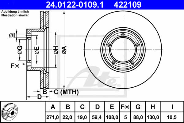Ate 24.0122-0109.1 Тормозной диск передний вентилируемый 24012201091: Купить в Польше - Отличная цена на 2407.PL!