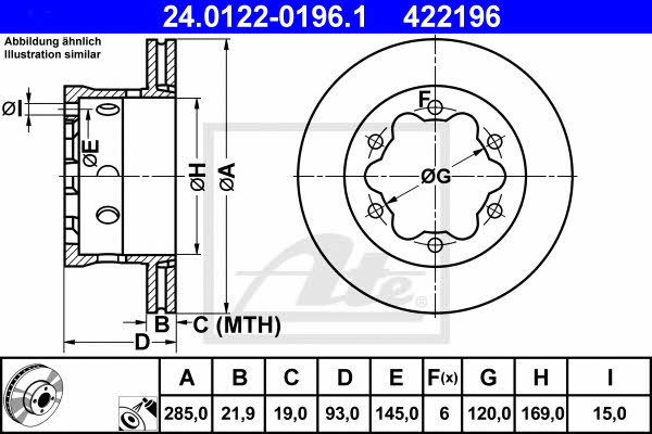 Ate 24.0122-0196.1 Rear ventilated brake disc 24012201961: Buy near me in Poland at 2407.PL - Good price!