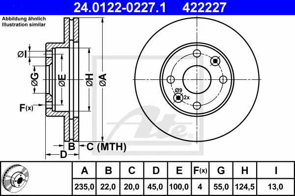 Ate 24.0122-0227.1 Тормозной диск передний вентилируемый 24012202271: Отличная цена - Купить в Польше на 2407.PL!