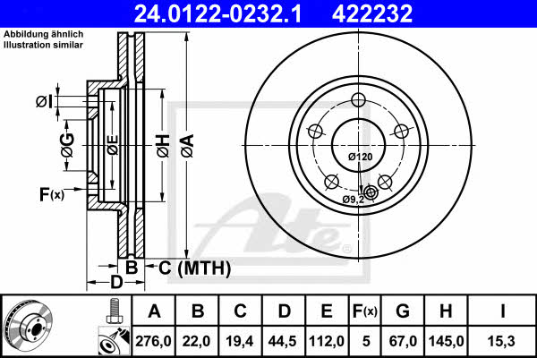 Ate 24.0122-0232.1 Тормозной диск передний вентилируемый 24012202321: Отличная цена - Купить в Польше на 2407.PL!