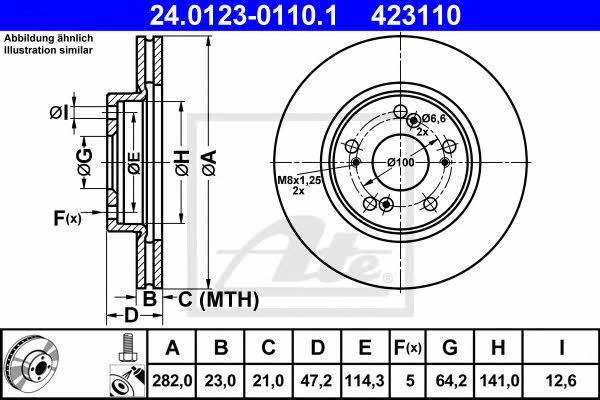 Ate 24.0123-0110.1 Тормозной диск передний вентилируемый 24012301101: Отличная цена - Купить в Польше на 2407.PL!