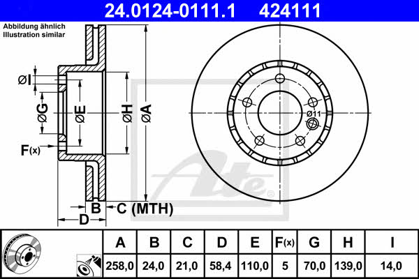 Ate 24.0124-0111.1 Тормозной диск передний вентилируемый 24012401111: Отличная цена - Купить в Польше на 2407.PL!