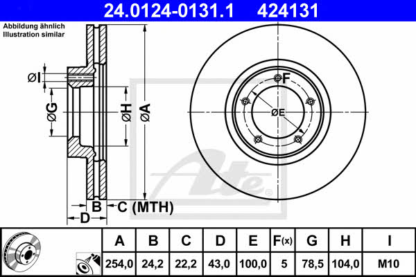 Ate 24.0124-0131.1 Тормозной диск передний вентилируемый 24012401311: Отличная цена - Купить в Польше на 2407.PL!