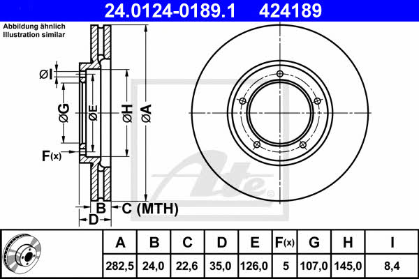 Ate 24.0124-0189.1 Тормозной диск передний вентилируемый 24012401891: Отличная цена - Купить в Польше на 2407.PL!
