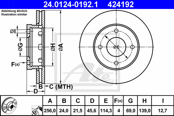 Ate 24.0124-0192.1 Тормозной диск передний вентилируемый 24012401921: Отличная цена - Купить в Польше на 2407.PL!