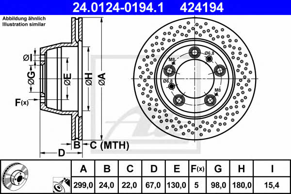 Ate 24.0124-0194.1 Тормозной диск задний вентилируемый 24012401941: Отличная цена - Купить в Польше на 2407.PL!
