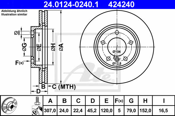 Ate 24.0124-0240.1 Тормозной диск передний вентилируемый 24012402401: Отличная цена - Купить в Польше на 2407.PL!