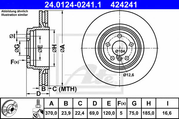 Ate 24.0124-0241.1 Тормозной диск задний вентилируемый 24012402411: Отличная цена - Купить в Польше на 2407.PL!