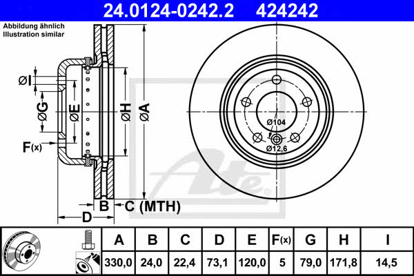 Ate 24.0124-0242.2 Тормозной диск передний вентилируемый 24012402422: Купить в Польше - Отличная цена на 2407.PL!