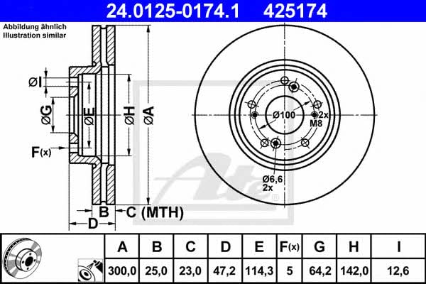 Ate 24.0125-0174.1 Тормозной диск передний вентилируемый 24012501741: Отличная цена - Купить в Польше на 2407.PL!