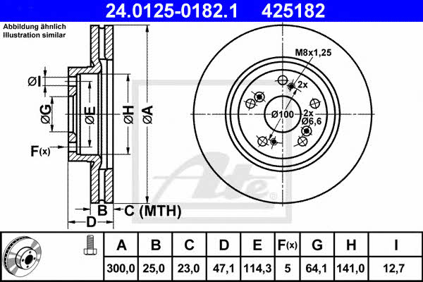 Ate 24.0125-0182.1 Front brake disc ventilated 24012501821: Buy near me in Poland at 2407.PL - Good price!