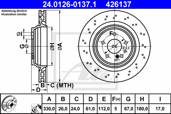 Ate 24.0126-0137.1 Bremsscheibe 24012601371: Kaufen Sie zu einem guten Preis in Polen bei 2407.PL!